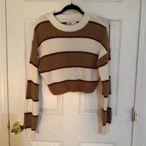 Hollister Brown and White Striped Sweater